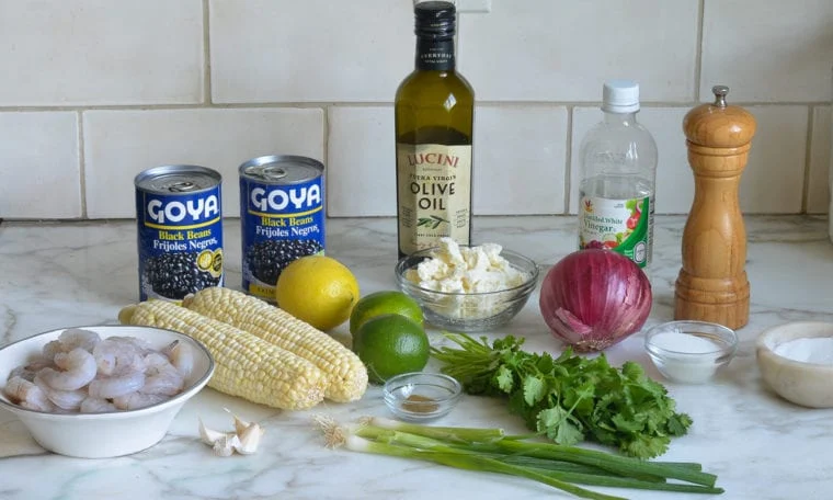 Black Bean Shrimp Salad with Corn & Pickled Onions