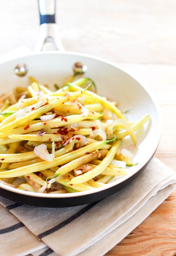 Spicy Yellow Beans with Shallots & Lemon