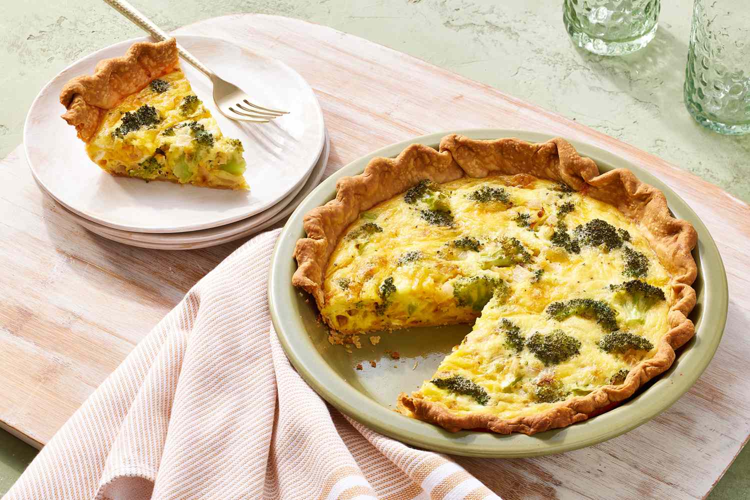 Broccoli Cheddar Quiche with Loaded Potato Crust